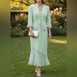 Plaza South Y2K Floral Ruffle Fairy Jacket Dress Set Size 8 Embroidered Whimsy